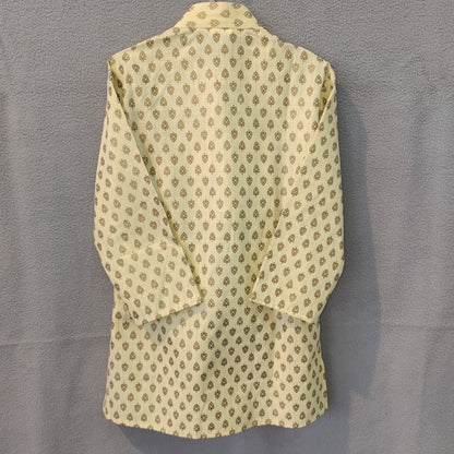 Golden Yellow Printed Boys’ Ethnic Kurta