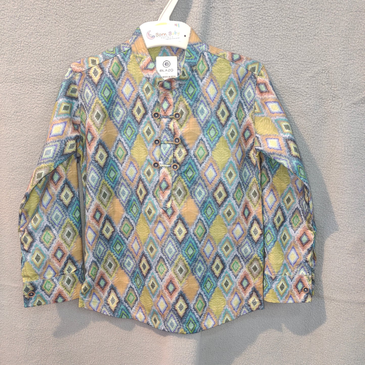 Multicolor Diamond Print Boys’ Festive Kurta | 1 Yr