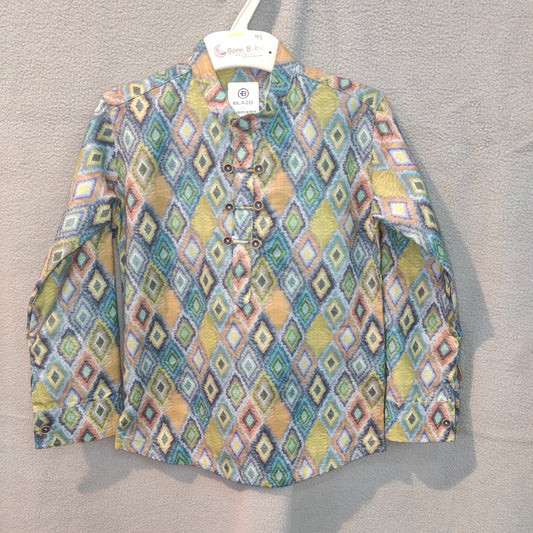 Multicolor Diamond Print Boys’ Festive Kurta | 1 Yr