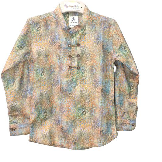 Pastel Swirl Print Boys’ Designer Kurta | 2 Yr