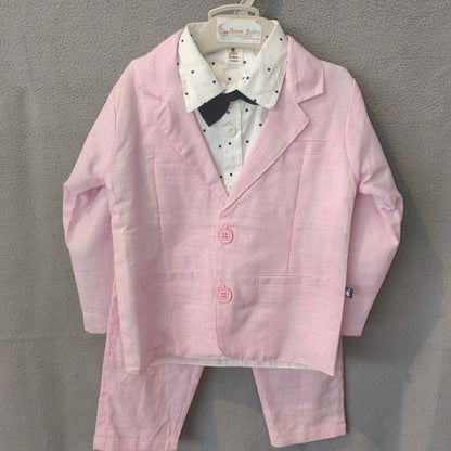 Classic Baby Pink 3-Piece Suit Set for Boys – Stylish Party & Formal Wear