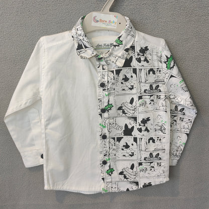 Trendy Half Comic-Print Shirt for Boys – Stylish Casual Wear