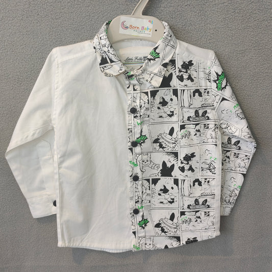 Trendy Half Comic-Print Shirt for Boys – Stylish Casual Wear