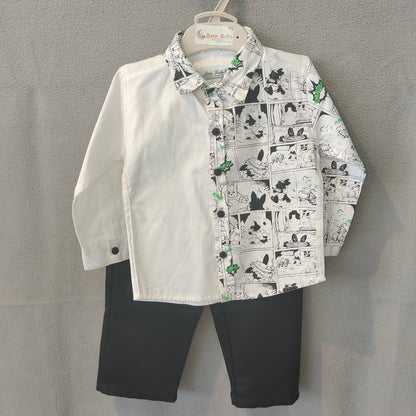 Trendy Half Comic-Print Shirt for Boys – Stylish Casual Wear