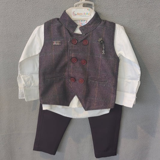Royal Maroon Waistcoat Set for Boys – Elegant Festive & Party Wear