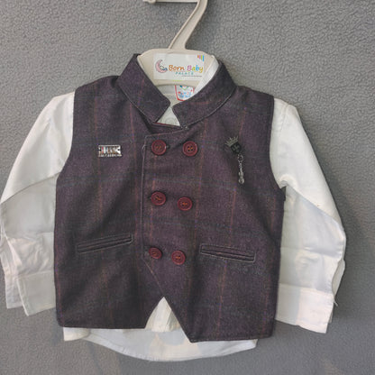 Royal Maroon Waistcoat Set for Boys – Elegant Festive & Party Wear