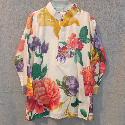 Vibrant Floral Printed Festive Kurta for Boys – Premium Soft Fabric