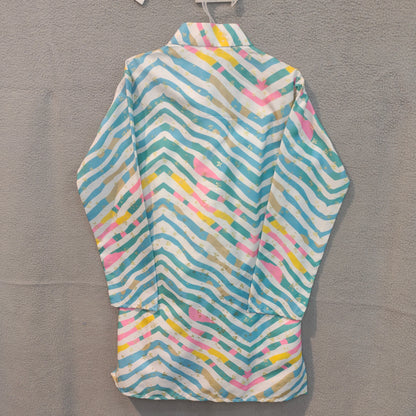 Multicolor Zig-Zag Printed Festive Cotton Kurta for Boys