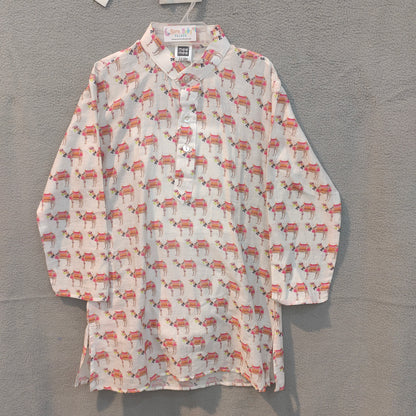 Soft Cotton Printed Camel Kurta for Boys – Casual & Festive Wear