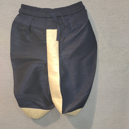 Cream & Navy Brocade Asymmetric Ethnic Dhoti Set for Boys