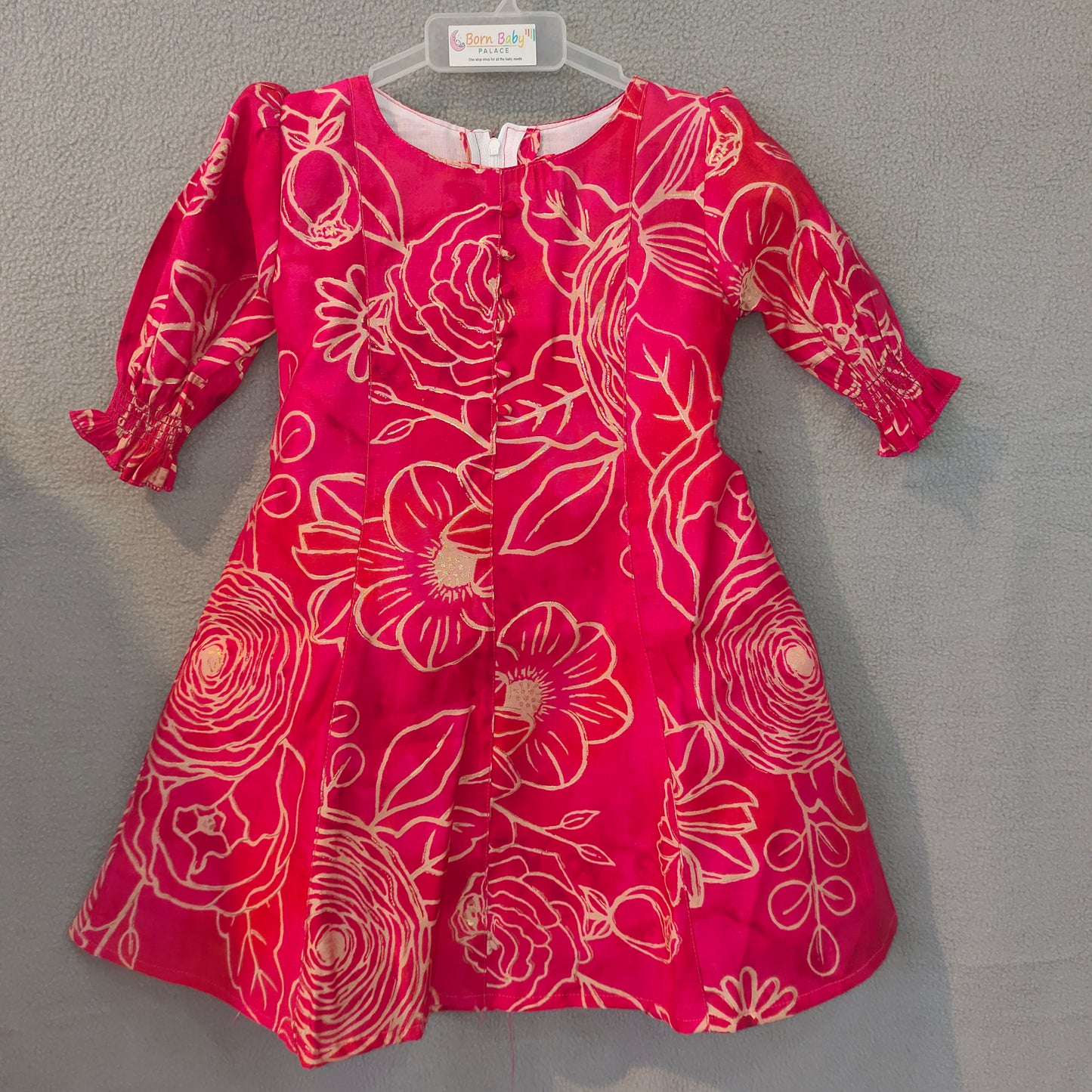 Girls Pink Floral Party Wear Dress