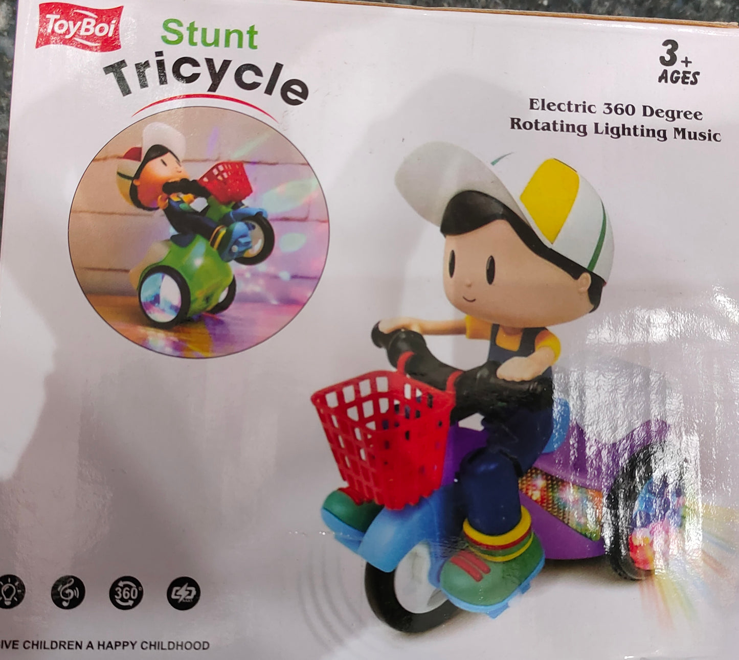 360° Stunt Musical Tricycle Toy with Lights
