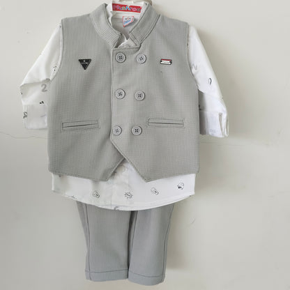 Baby Boys Premium Grey Formal Waistcoat Clothing Set | 12-18 Months