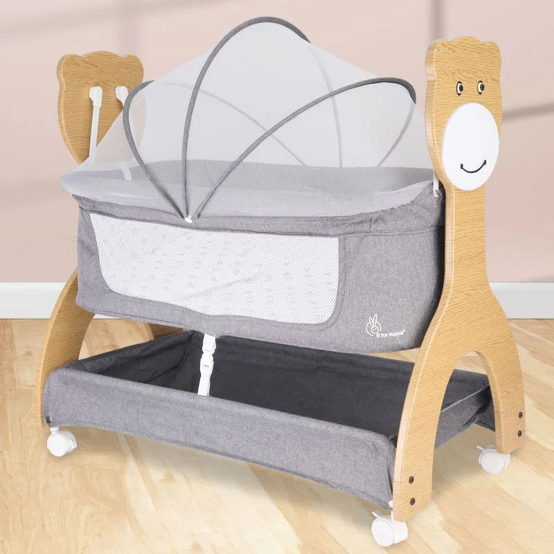 R for Rabbit Lullabies Woodsy Manual Baby Cradle Beige