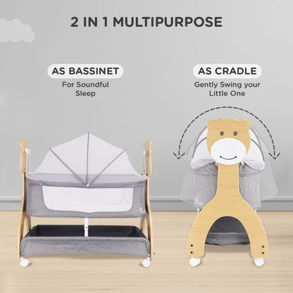 R for Rabbit Lullabies Woodsy Manual Baby Cradle Beige