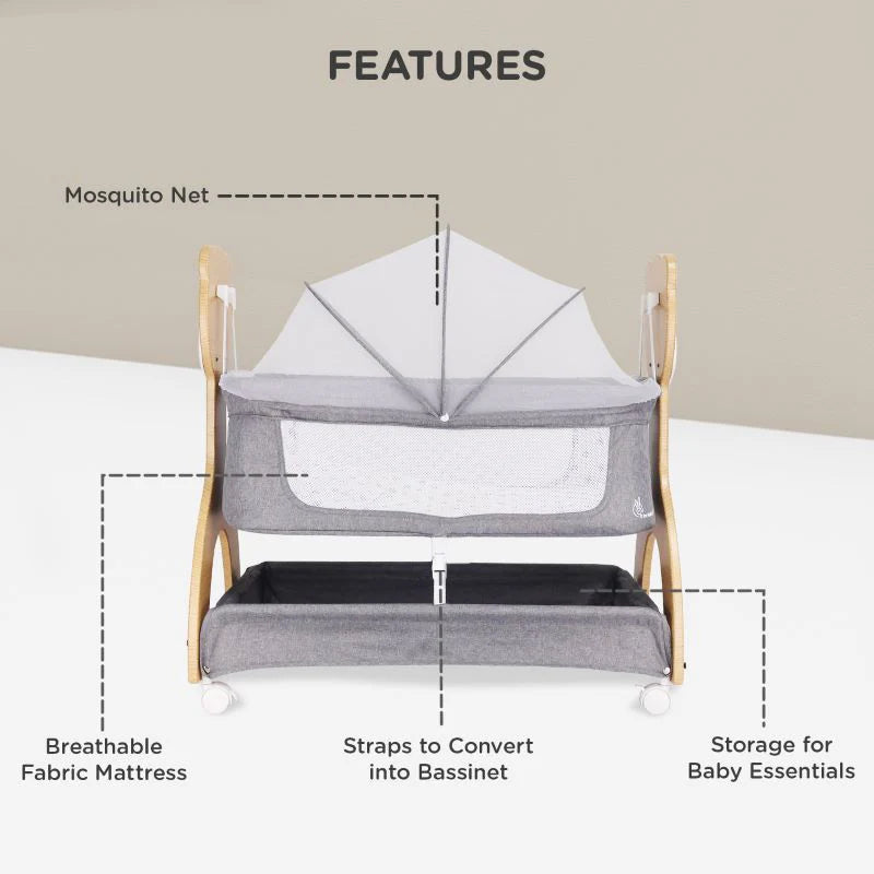 R for Rabbit Lullabies Woodsy Manual Baby Cradle Beige