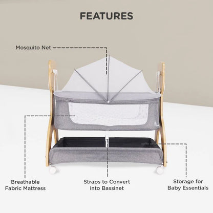 R for Rabbit Lullabies Woodsy Manual Baby Cradle Beige