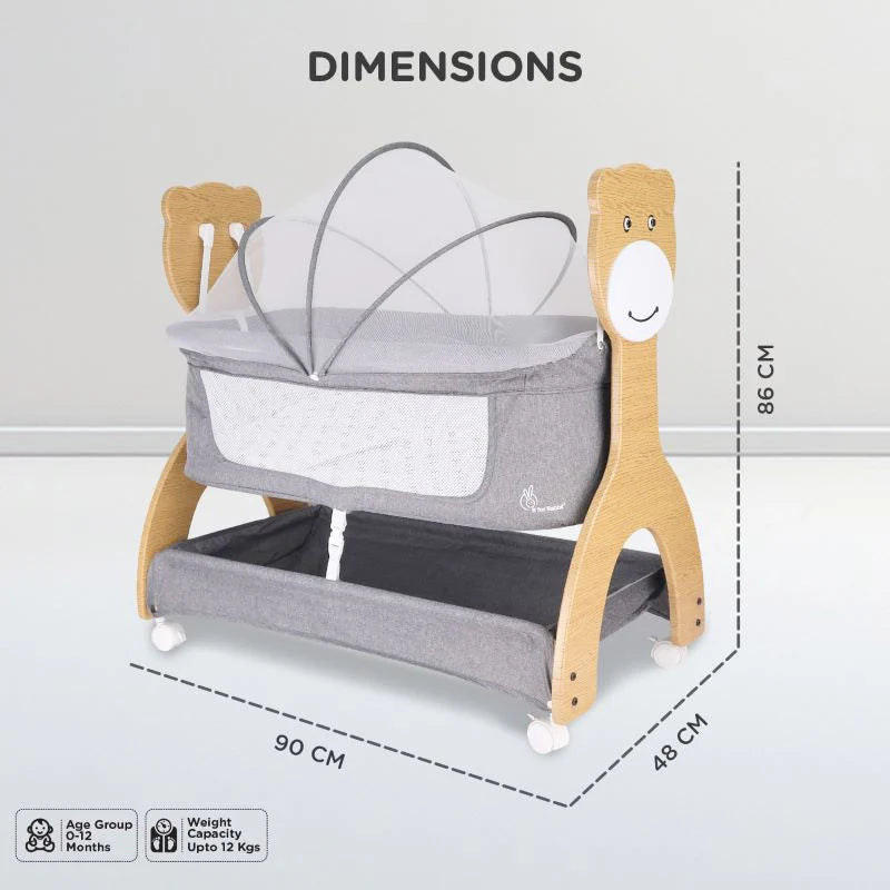 R for Rabbit Lullabies Woodsy Manual Baby Cradle Grey