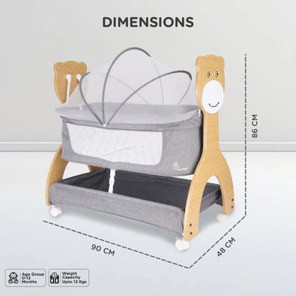 R for Rabbit Lullabies Woodsy Manual Baby Cradle Grey