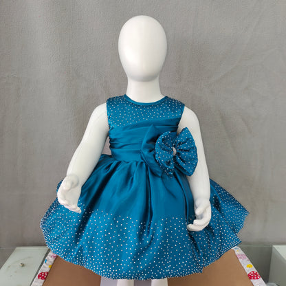 Charming teal blue party frock | Girl party wear | 6 mon - 1Yr - 2Yr - 3 Yr - 4Yr