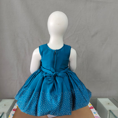 Charming teal blue party frock | Girl party wear | 6 mon - 1Yr - 2Yr - 3 Yr - 4Yr