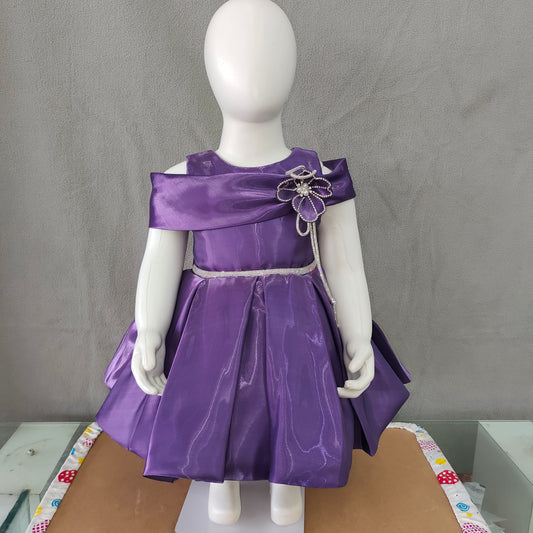 Elegant purple satin frock | Party frock | 6 months