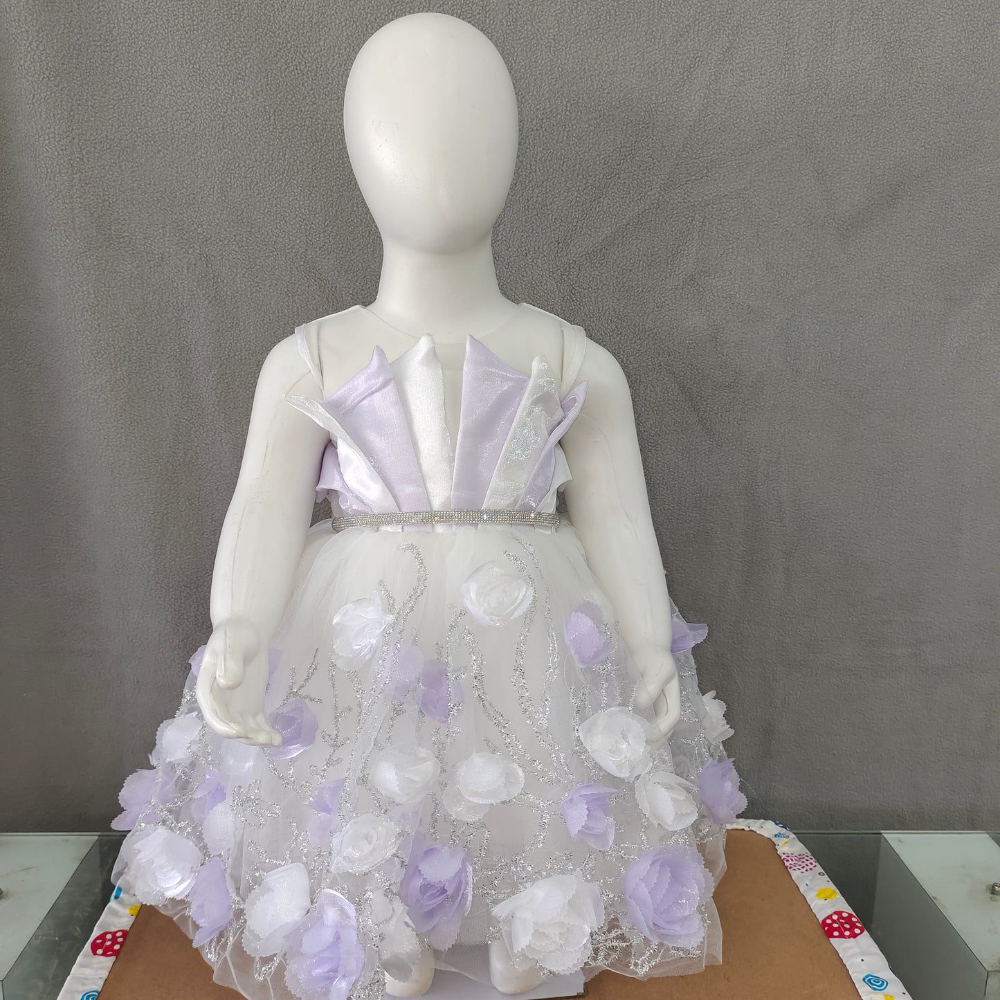 White and Lavender shade girl party wear frock | 1 yr to 5 yr
