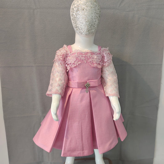 Beautiful pastel pink party frock | Girl party wear frock |  6months - 1 Yr - 2 Yr