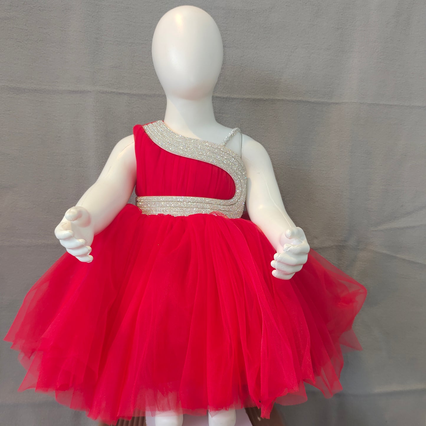 Stylish red party dress | Girl party wear frock | 6 Month - 1 Yr - 2 Yr - 3 Yr - 4 Yr