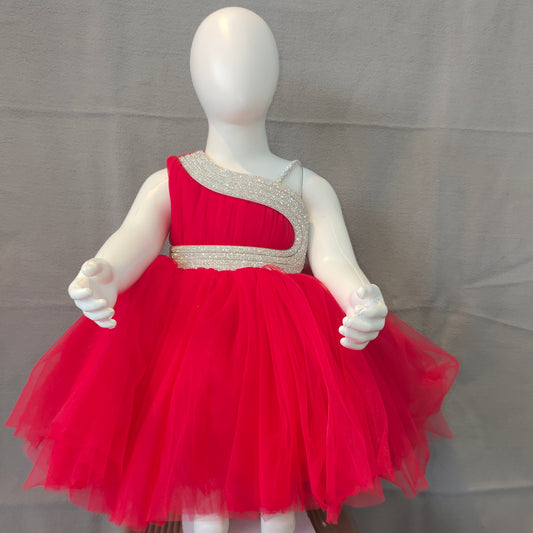 Stylish red party dress | Girl party wear frock | 6 Month - 1 Yr - 2 Yr - 3 Yr - 4 Yr
