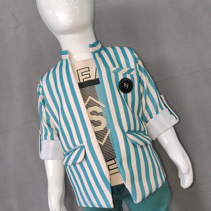 Boys Premium Striped Blazer Outfit Set