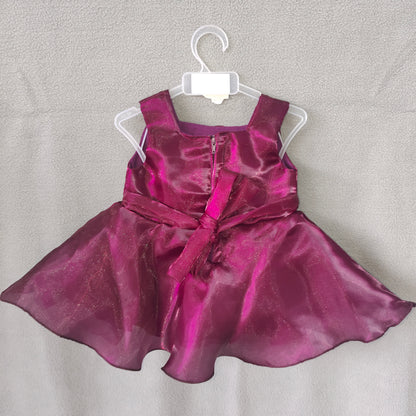 Sparkling Wine Pink Party Dress – Shimmer Frock with Big Floral Design | NewBorn
