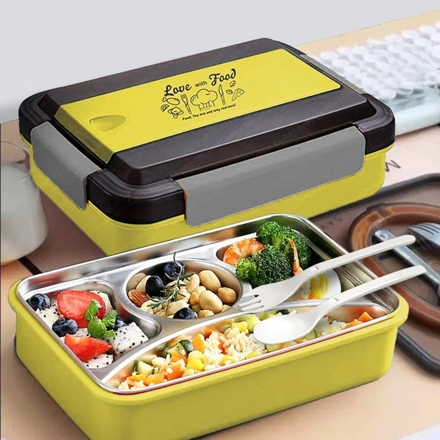 Stainless Steel Lunch Box with Spoon & Fork