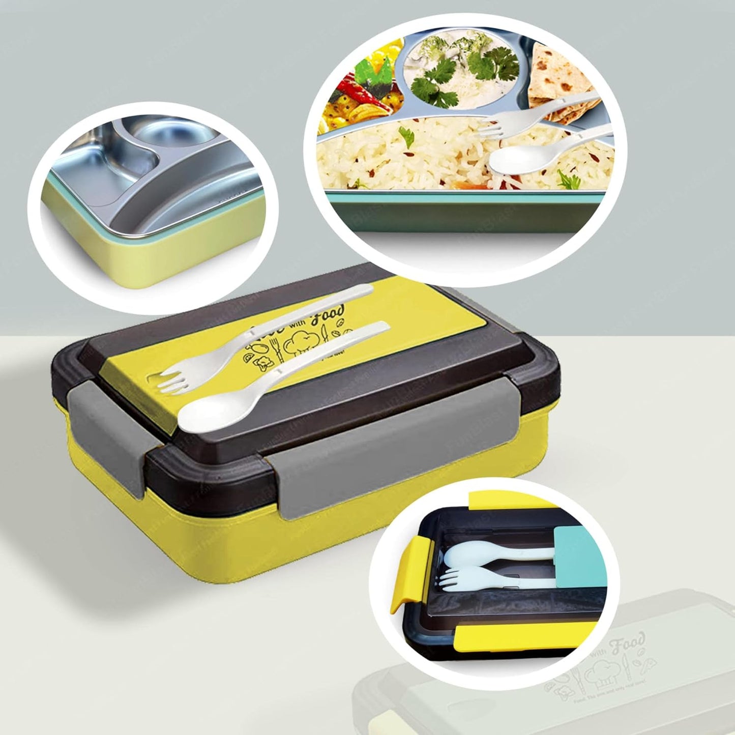 Stainless Steel Lunch Box with Spoon & Fork