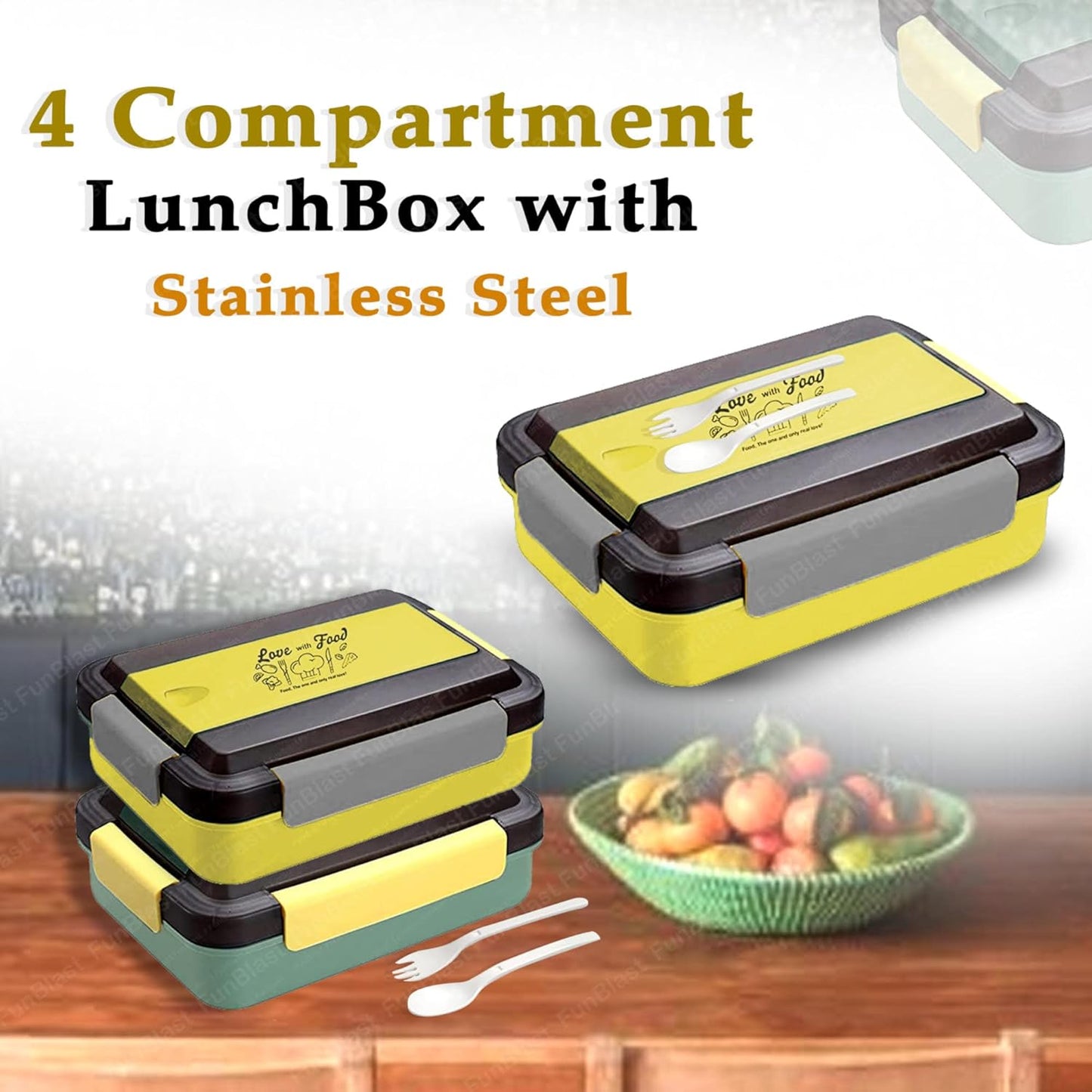Stainless Steel Lunch Box with Spoon & Fork