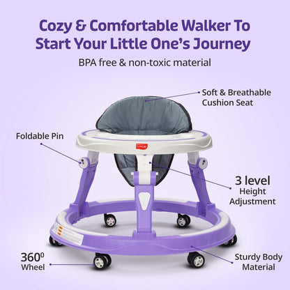 LuvLap Adjustable Baby Walker with 360° Wheels & Foldable Design