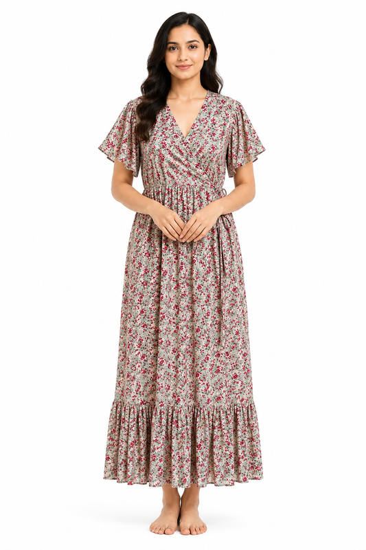 Women's Floral Feeding Dress | Maternity & Nursing Maxi Gown