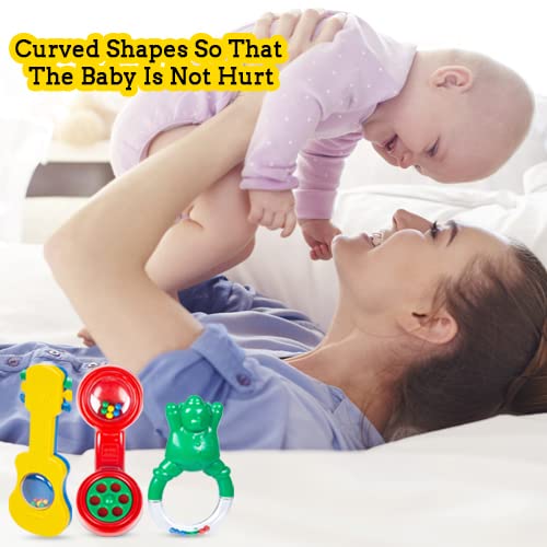 Mee Mee BPA Free Baby Rattles Set, Rattle Gift Set, Made of Food Grade Plastic, Grab Rattles and Soothing Teethers for Babies & Infants, Early Age Toys for Kids (Pack of 7, Multicolor