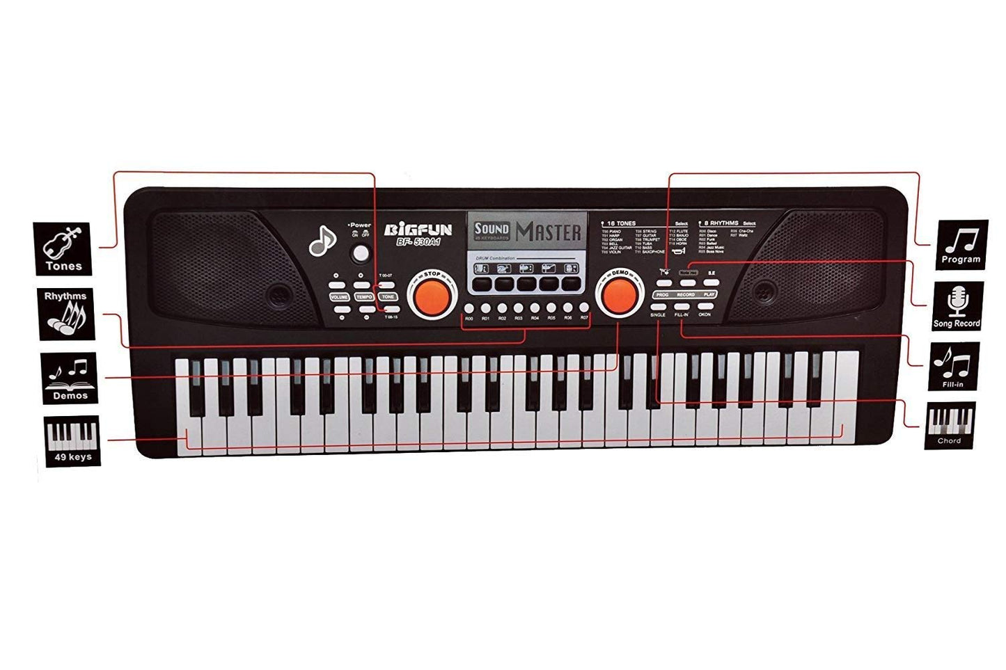 Bigfun GY-530A1 Electronic Keyboard Piano with Microphone for Kids