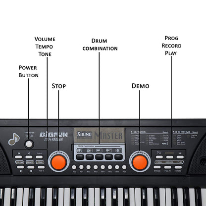 Bigfun GY-530A1 Electronic Keyboard Piano with Microphone for Kids
