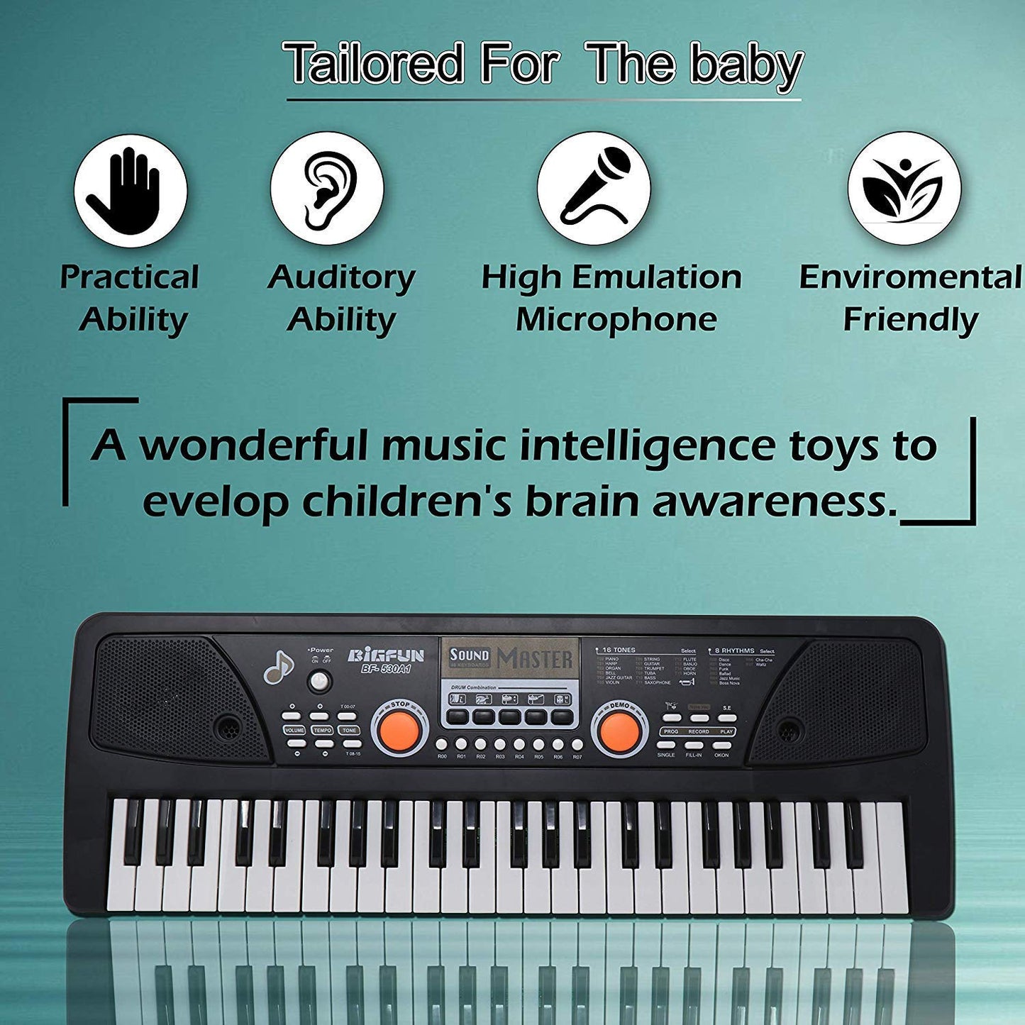 Bigfun GY-530A1 Electronic Keyboard Piano with Microphone for Kids