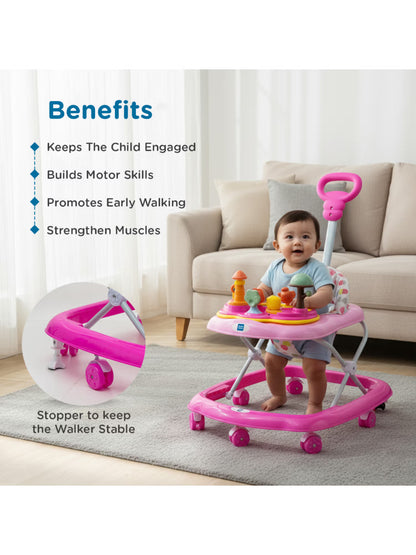 Baby Activity Walker with Musical Toy Tray & Safety Stopper (12-18 Months)