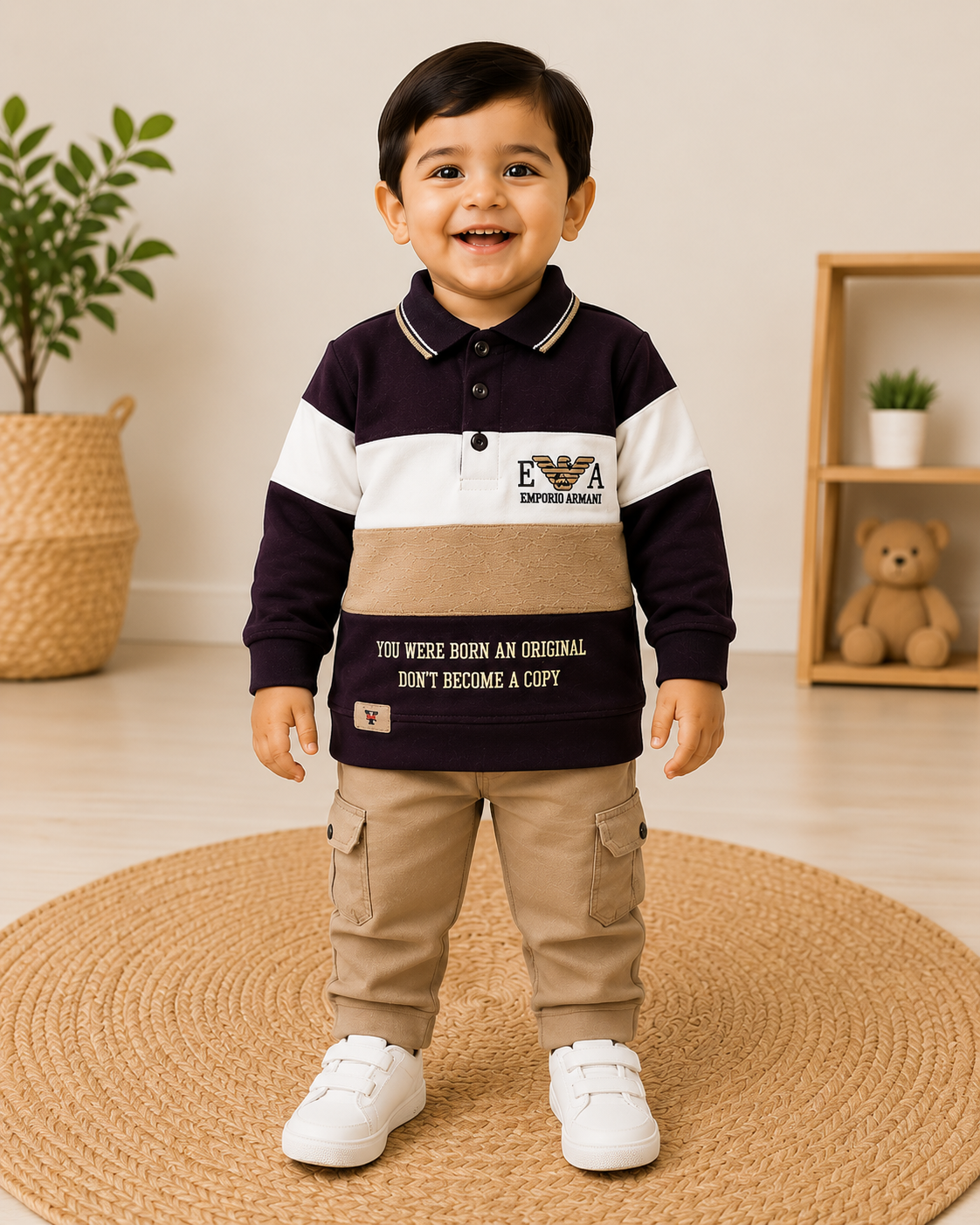 Boys Premium Polo T-Shirt & Cargo Pants Set