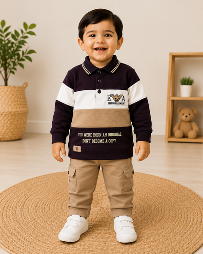 Boys Premium Polo T-Shirt & Cargo Pants Set
