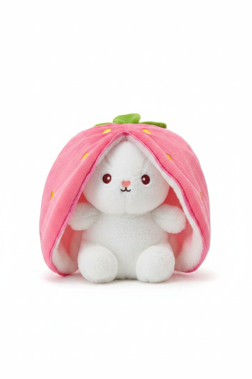 Cute Bunny Plush Toy with Strawberry Cover – Soft Stuffed Rabbit for Kids