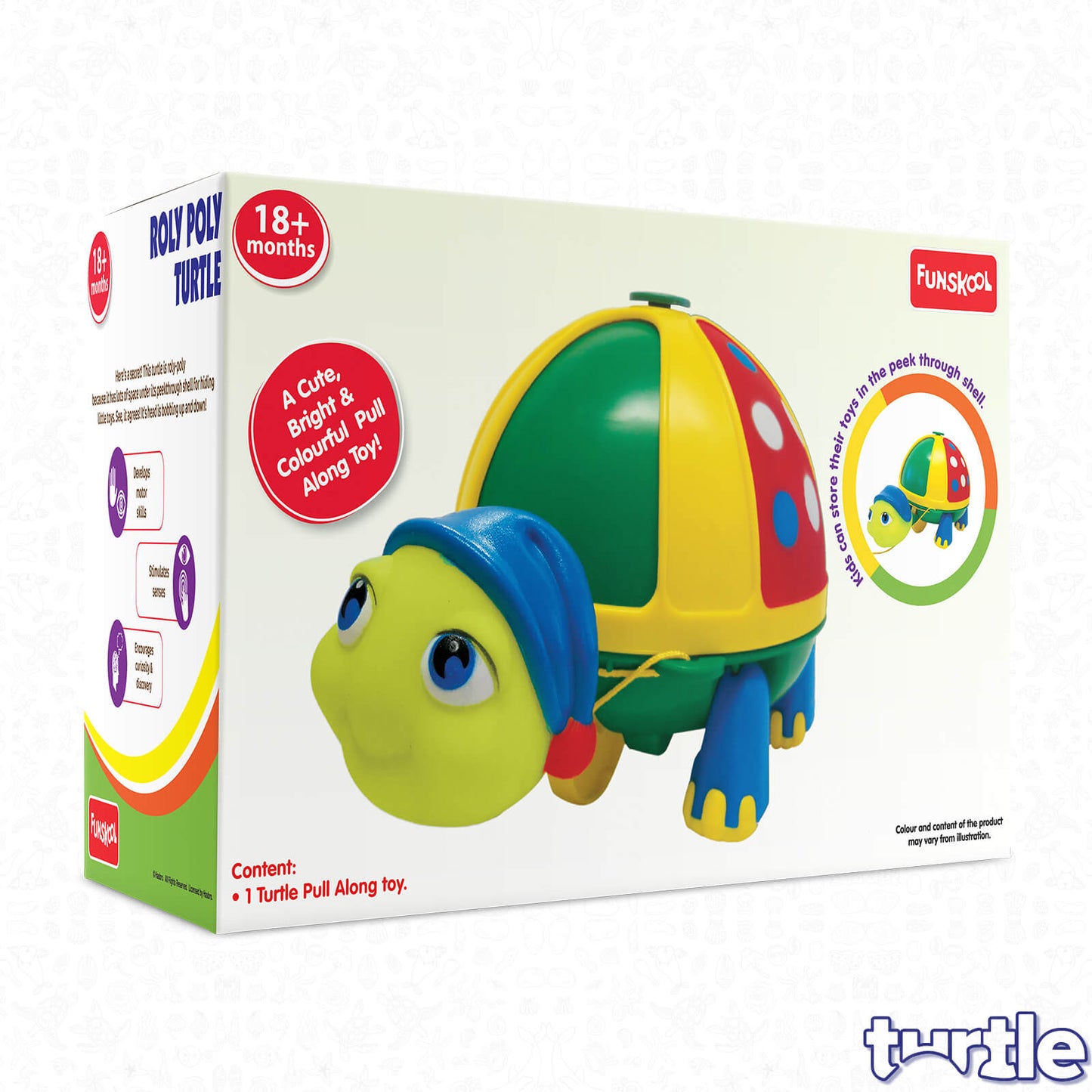 Roly Poly Turtle Pull Along Toy for Kids