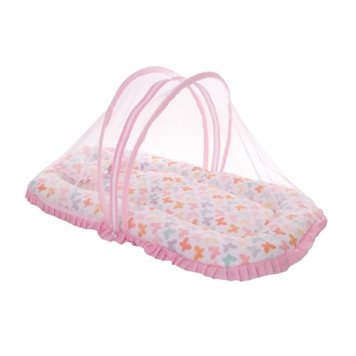 Mee Mee Baby Carry Nest & Lounger Set with Mosquito Net & Head Support Cushion Butterfly Design