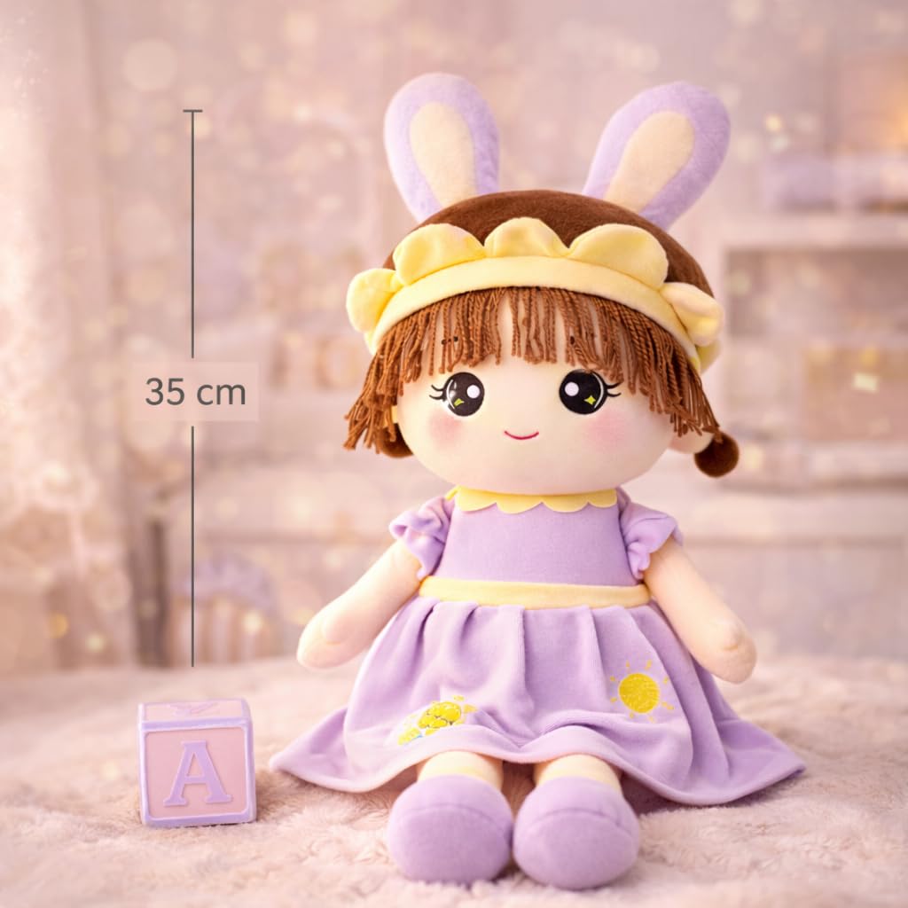 Tiny Hugs Plush Doll – 35 cm Cute Bunny Dress Soft Toy