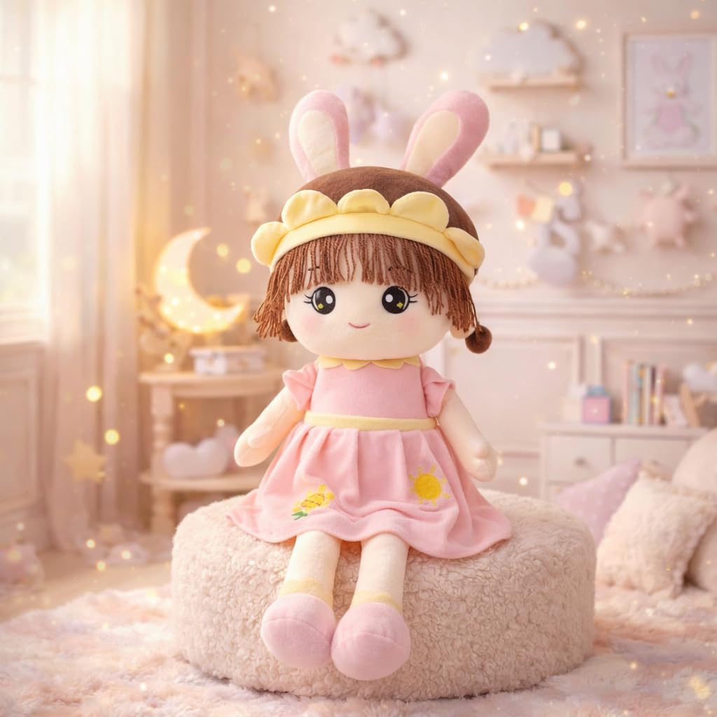 Tiny Hugs Plush Doll – 35 cm Cute Bunny Dress Soft Toy
