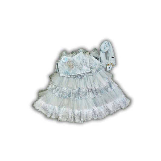 Sky Blue Choli with Step Thread Design GHAGHRA